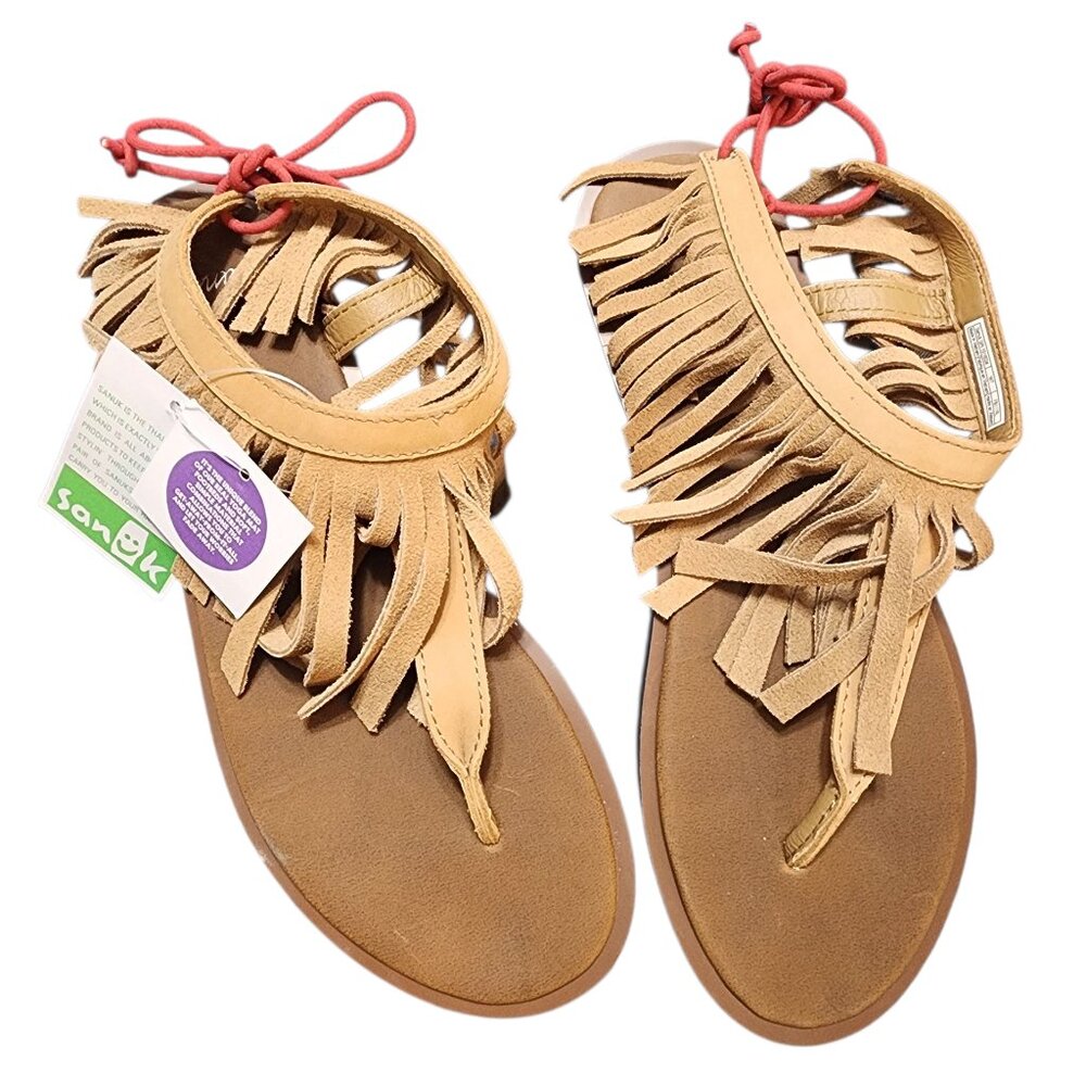 Sanuk Yoga Fringe Sandals Size 7 EU 38 NWT